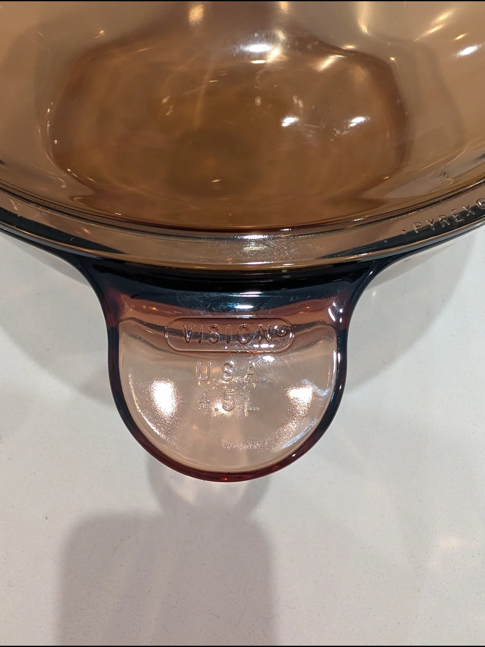 Vintage Visions 4.5L Amber Glass Dutch Oven Casserole Pot w/ Lid USA Pyrex
